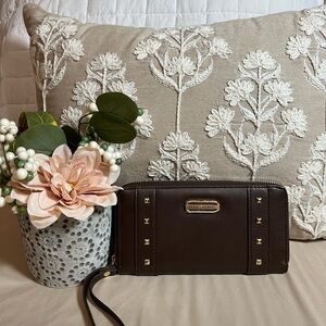 Alexis Bendel Brown Wallet with Gold Accent